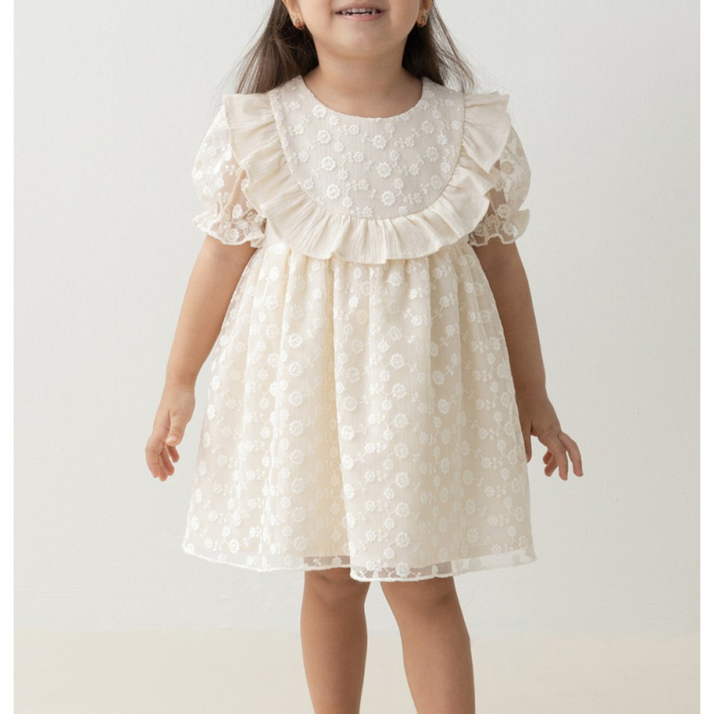 Kız Bebek Elbise Kız Çocuk Elbise Doğum Günü Parti Düğün Keten Kısa Kollu Astarlı Elbise