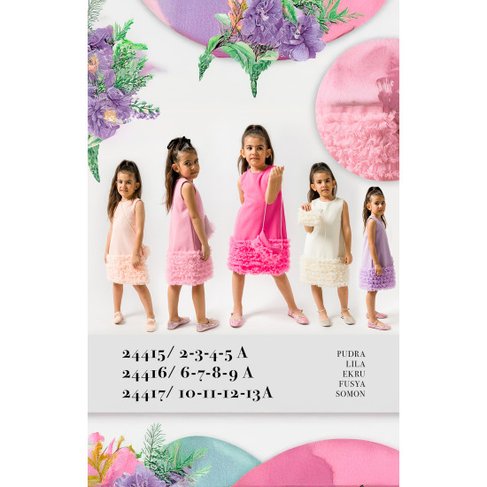 Kız Bebek Kız Çocuk Doğum Günü Parti Düğün Elbise Kısa Kol Çantalı Fırfırlı Tüllü Tütülü Tütü Astarl