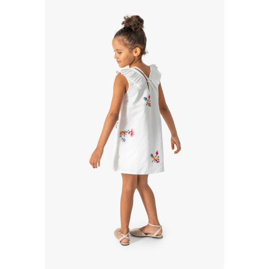 Kız Bebek Kız Çocuk Doğum Günü Parti Düğün Elbise Kısa Kol Kolsuz Nakışlı Çantalı  Astarlı