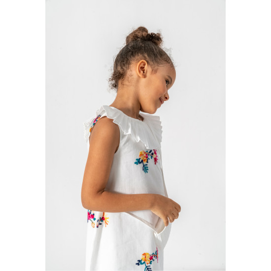 Kız Bebek Kız Çocuk Doğum Günü Parti Düğün Elbise Kısa Kol Kolsuz Nakışlı Çantalı  Astarlı