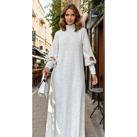 Pasaklı Giyim Balon Kol A Kesim Triko Elbise 3444340 Bej