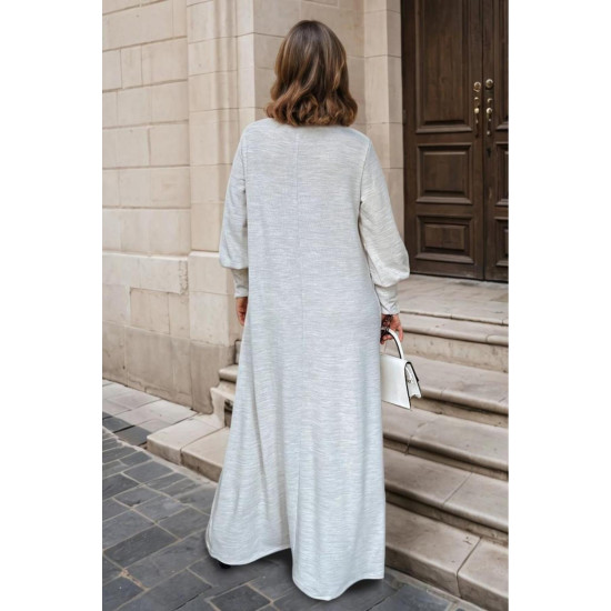 Pasaklı Giyim Balon Kol A Kesim Triko Elbise 3444340 Bej