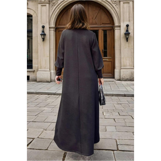 Pasaklı Giyim Siyah Balon Kol A Kesim Salaş Triko Kadın Elbise