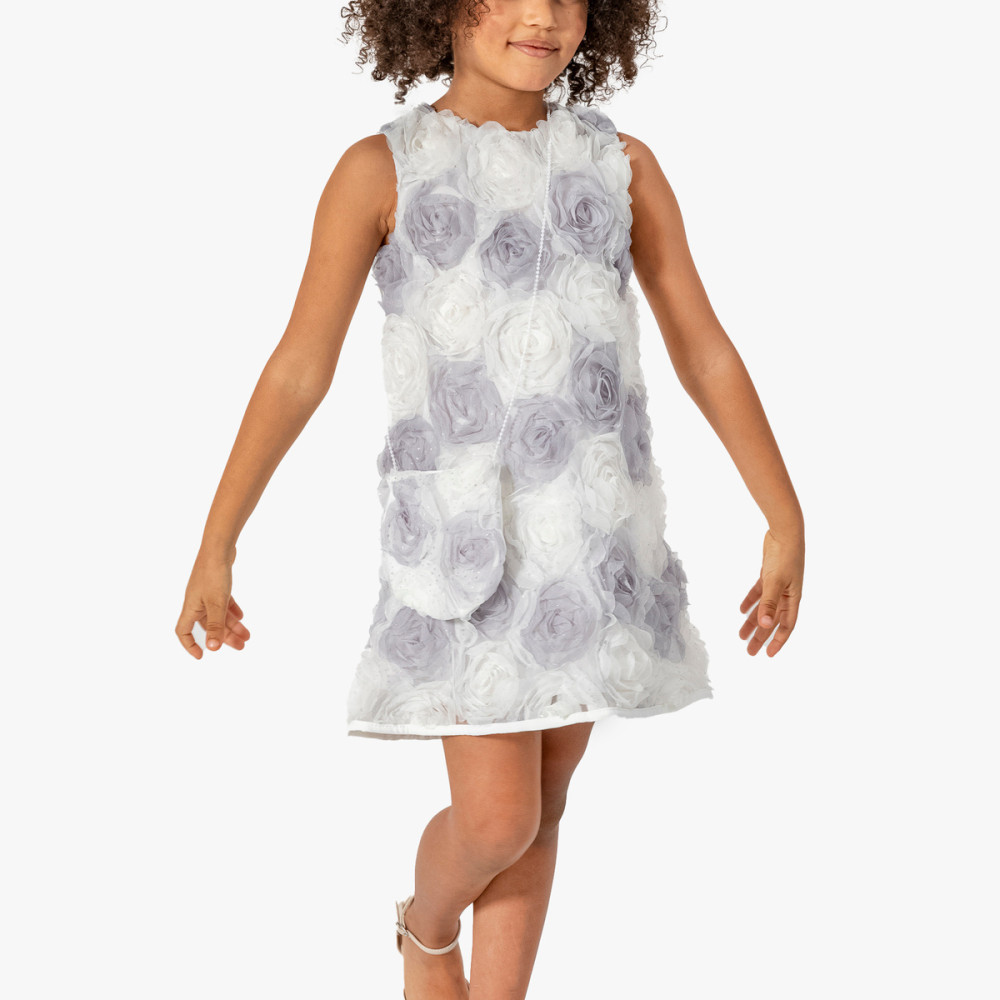 Kız Çocuk Elbise Kısa Kol Çantalı Fırfırlı Tüllü Tütülü Tütü Astarlı