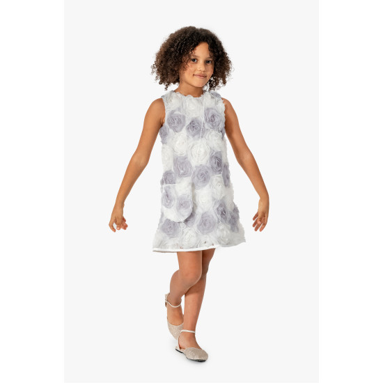 Kız Çocuk Elbise Kısa Kol Çantalı Fırfırlı Tüllü Tütülü Tütü Astarlı