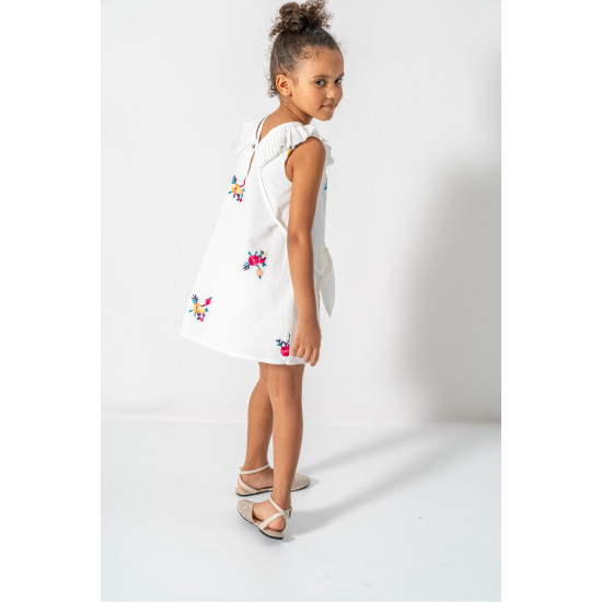 Kız Bebek Kız Çocuk Doğum Günü Parti Düğün Elbise Kısa Kol Kolsuz Nakışlı Çantalı  Astarlı