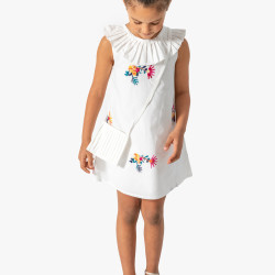 Kız Bebek Kız Çocuk Doğum Günü Parti Düğün Elbise Kısa Kol Kolsuz Nakışlı Çantalı  Astarlı