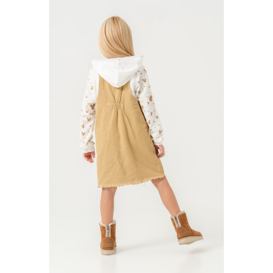 Kız Bebek Kız Çocuk Salopet Slopet Bahçıvan Elbise 2 li Takım Uzun Kollu Çantalı Elbise