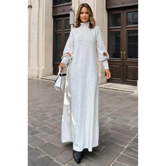 Pasaklı Giyim Balon Kol A Kesim Triko Elbise 3444340 Bej