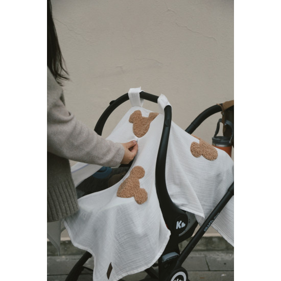 Dery Baby Teddy Souris Fermuarlı 2 Kat Müslin Puset Örtüsü