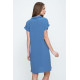 Kadın Indigo Bol Kesim Polo Yaka Kısa Kollu Günlük Kısa Midi Elbise Dizüstü 2883230