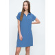 Kadın Indigo Bol Kesim Polo Yaka Kısa Kollu Günlük Kısa Midi Elbise Dizüstü 2883230