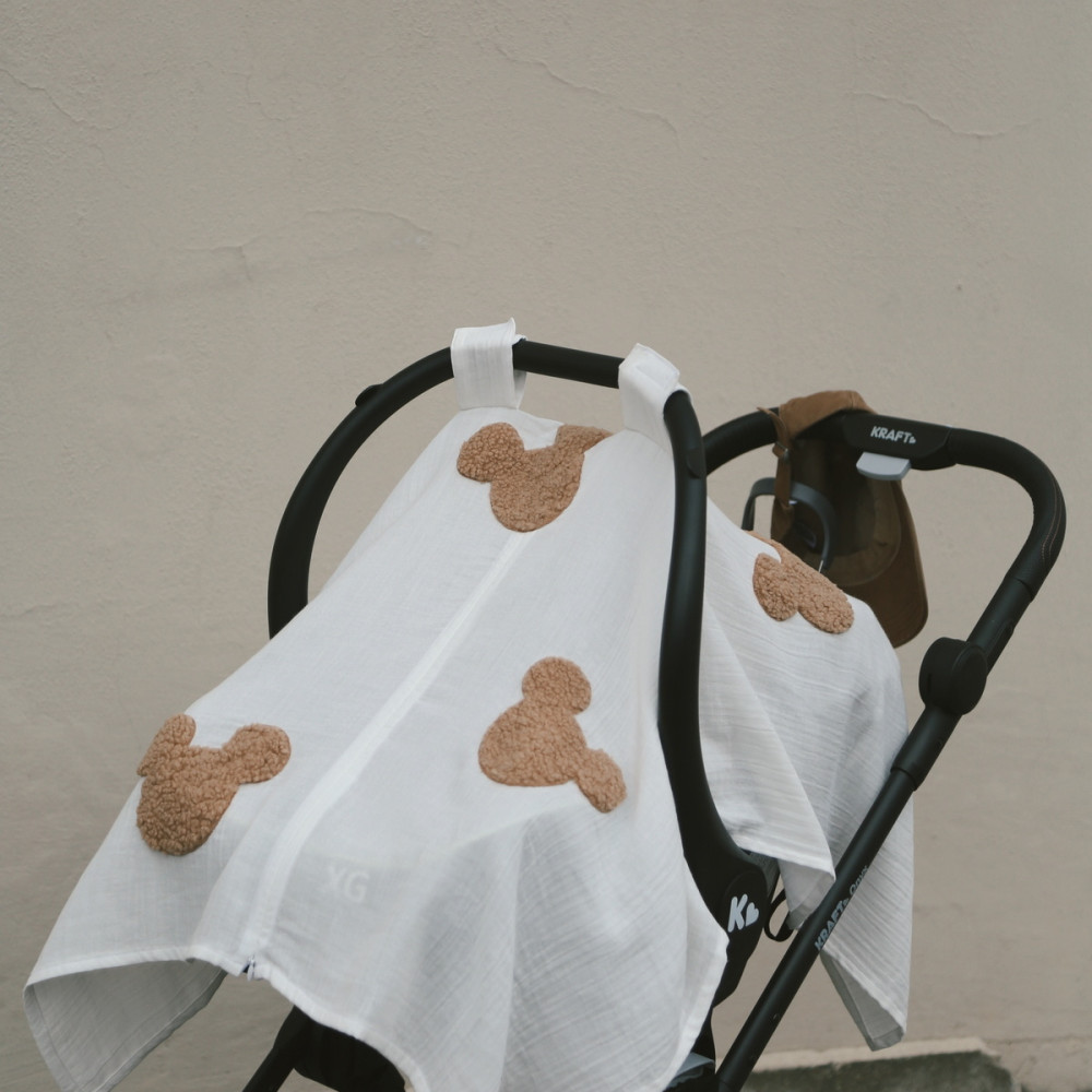 Dery Baby Teddy Souris Fermuarlı 2 Kat Müslin Puset Örtüsü