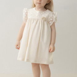 Kız Bebek Elbise Kız Çocuk Elbise Doğum Günü Parti Düğün Keten Kısa Kollu Astarlı Elbise