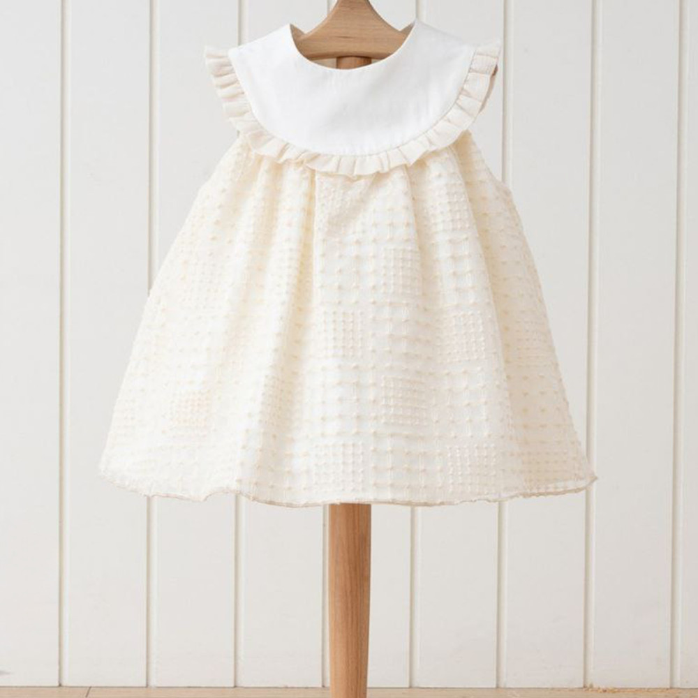 Kız Bebek Elbise Kız Çocuk Elbise Doğum Günü Parti Düğün Keten Kısa Kollu Astarlı Elbise