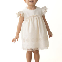 Kız Bebek Elbise Kız Çocuk Elbise Doğum Günü Parti Düğün Keten Kısa Kollu Astarlı Elbise
