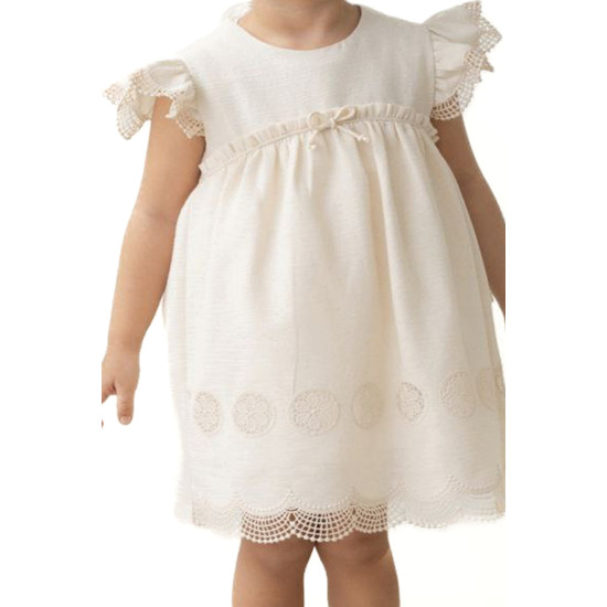 Kız Bebek Elbise Kız Çocuk Elbise Doğum Günü Parti Düğün Keten Kısa Kollu Astarlı Elbise