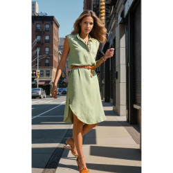 Kadın Derin Yırtmaçlı Dik Yaka Düğmeli Giy - Çık Günlük Yazlık Elbise 3138253