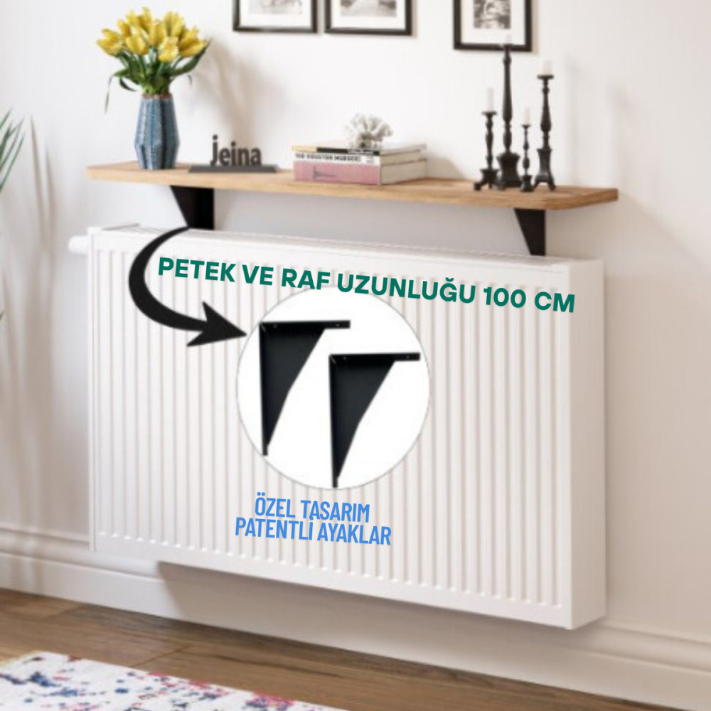 Wıen - Dresuar Montaj Gerektirmeyen 100x18 Cm Oval Kesim Petek Üstü Uçan Raf Kitaplık