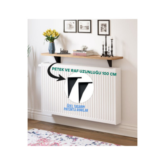 Wıen - Dresuar Montaj Gerektirmeyen 100x18 Cm Oval Kesim Petek Üstü Uçan Raf Kitaplık