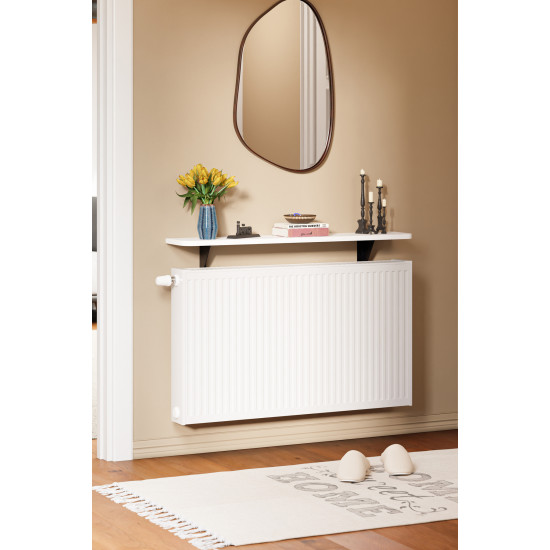 BERLIN - Dresuar Montaj Gerektirmeyen 120x18 CM MDF Oval Kesim Petek Üstü Uçan Raf Kitaplık