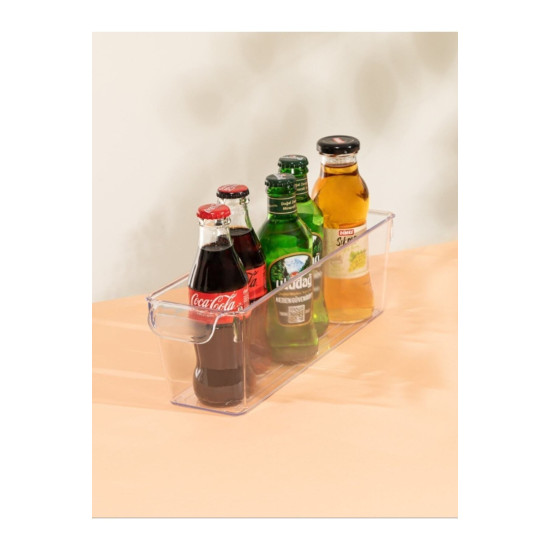 2'li Şeffaf Buzdolabı İçi Düzenleyici - Dolap İçi Slim Organizer Çok Amaçlı Şişe Kavanoz Düzenleyici