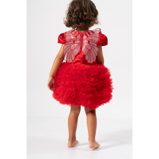 Kız Bebek Kız Çocuk Doğum Günü Parti Düğün Elbise Tüllü Tütü Astarlı Çocuk Giyim Bebek Giyim Kırmızı