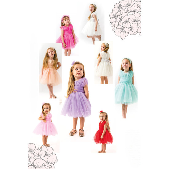 Kız Bebek Kız Çocuk Doğum Günü Parti Düğün Elbise Kolsuz Taçlı Fırfırlı Tüllü Tütülü Tütü Astarlı