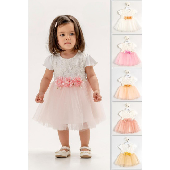 Kız Bebek Kız Çocuk Doğum Günü Parti Düğün Elbise Kısa Kol Dantel Çiçek Tüllü Tütülü Tütü Astarlı