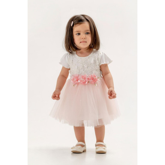 Kız Bebek Kız Çocuk Doğum Günü Parti Düğün Elbise Kısa Kol Dantel Çiçek Tüllü Tütülü Tütü Astarlı