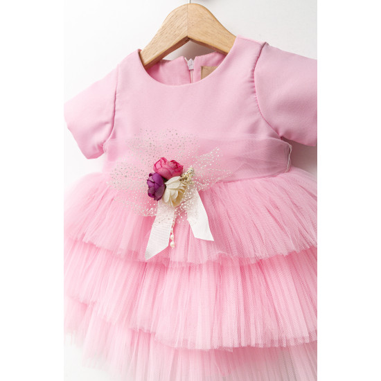 Kız Bebek Kız Çocuk Doğum Günü Parti Düğün Elbise Kısa Kol Kolsuz Fırfırlı Tüllü Tütülü Tütü Astarlı