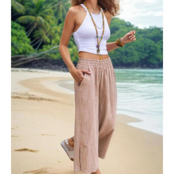 Pasaklı Giyim Kadın Keten Kapri Pantolon 3404209 Camel