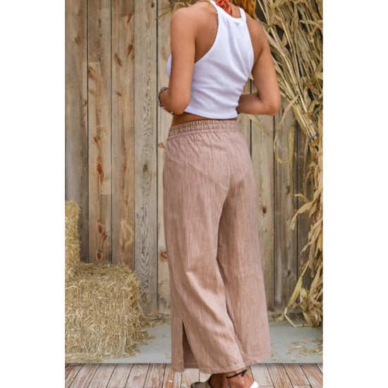 Pasaklı Giyim Kadın Keten Kapri Pantolon 3404209 Camel