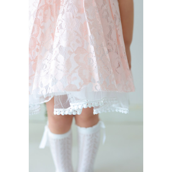 Kız Bebek Elbise Kız Çocuk Elbise Doğum Günü Parti Düğün Elbise Dantelli Kısa Kol Astarlı Elbise