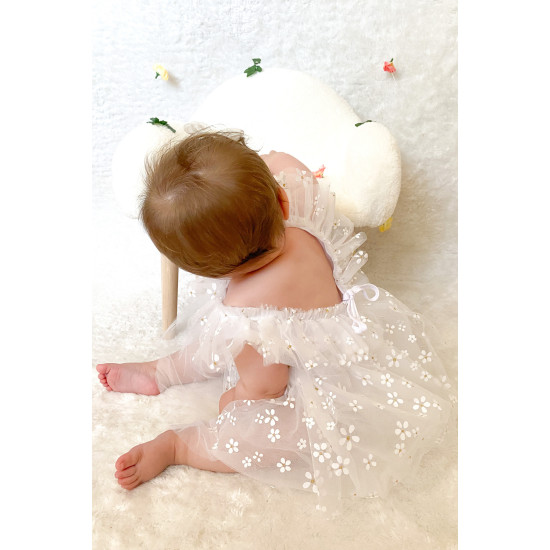 Kız Bebek Elbise Kız Çocuk Elbise Doğum Günü Parti Düğün Elbise Dantelli Kısa Kol Astarlı Elbise