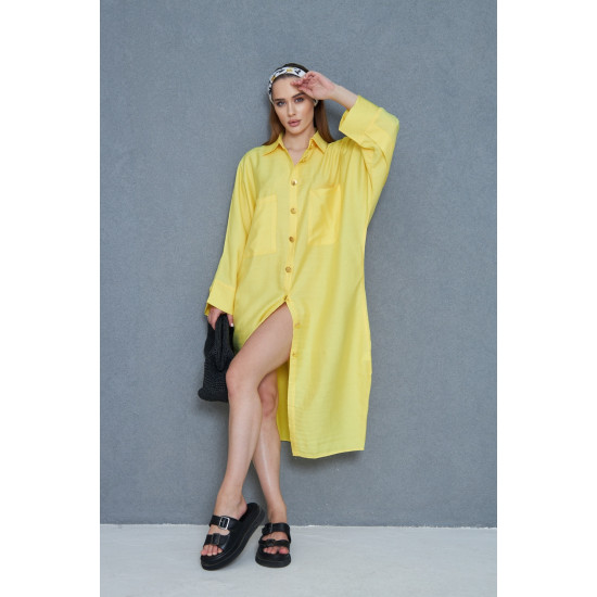 Pasaklı Giyim Kadın Oversize Yarasa Kol Tesettüre Uygun Gömlek Elbise-Tesettür Tunik 3282528 Sarı