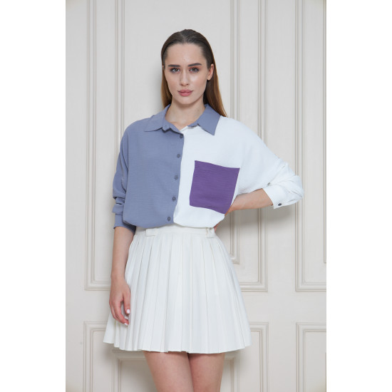 Pasaklı Giyim Kadın İki Renkli Gömlek 3071264 Gri-Mor