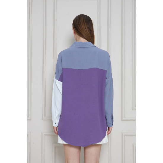 Pasaklı Giyim Kadın İki Renkli Gömlek 3071264 Gri-Mor