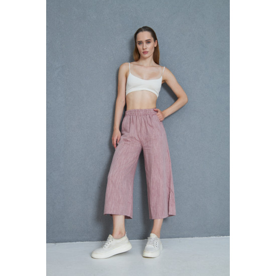 Pasaklı Giyim Kadın Keten Kapri Pantolon 3404209 Bordo