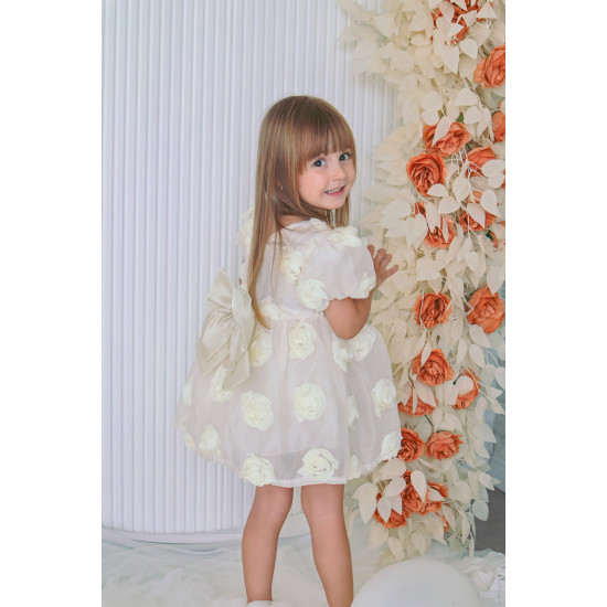 Kız Bebek Kız Çocuk Doğum Günü Parti Düğün Elbise Kısa Kol Tüllü Tütülü Tütü Astarlı