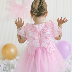 Kız Bebek Kız Çocuk Doğum Günü Parti Düğün Elbise Balonkol Kanatlı Tüllü Tütülü Tütü Astarlı