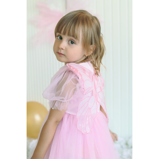 Kız Bebek Kız Çocuk Doğum Günü Parti Düğün Elbise Balonkol Kanatlı Tüllü Tütülü Tütü Astarlı