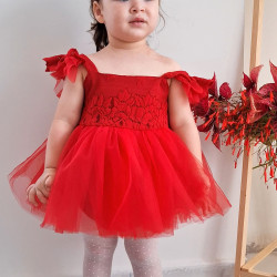 Kız Bebek Kız Çocuk Doğum Günü Parti Düğün Elbise Kısa Kol Kurdela Bandanalı Dantelli Astarlı Romper