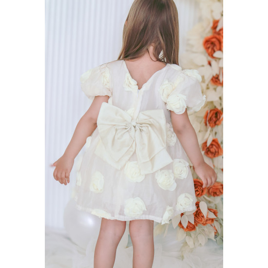 Kız Bebek Kız Çocuk Doğum Günü Parti Düğün Elbise Kısa Kol Tüllü Tütülü Tütü Astarlı