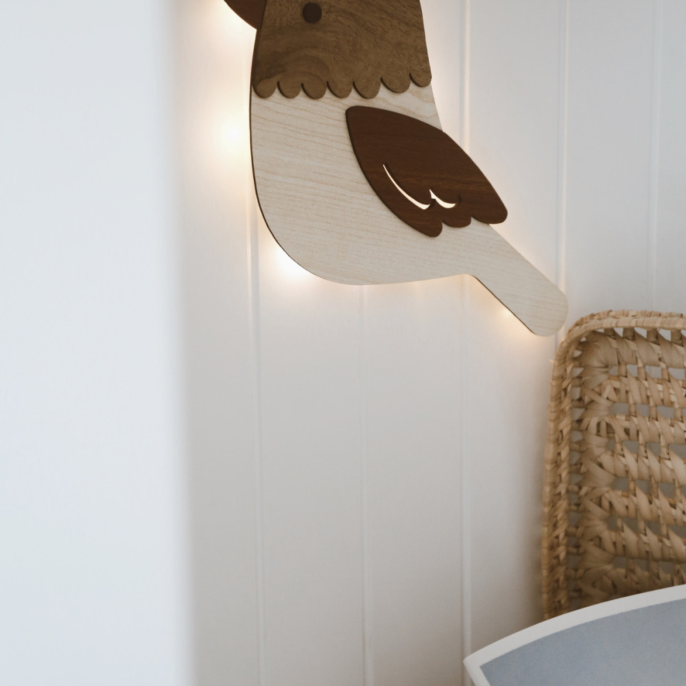 Dery Baby Ahşap Kuş Model Gece Lambası / Çocuk Odası Aksesuarı