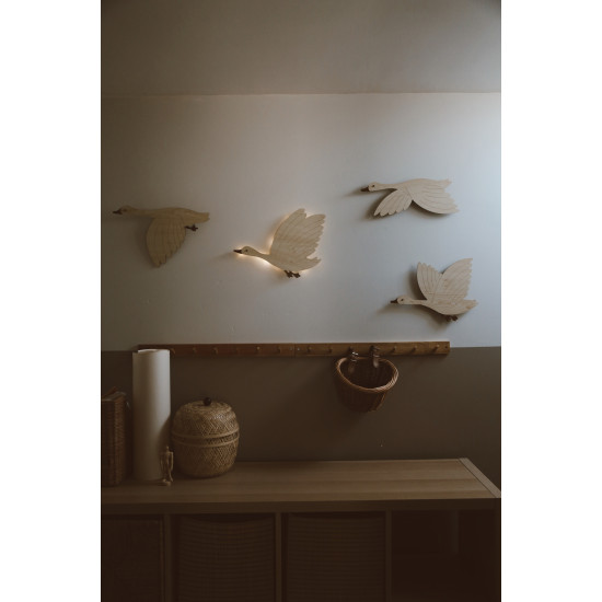 Dery Baby Ahşap Uçan Kuşlar Gece Lambası/Çocuk Odası Aksesuarı