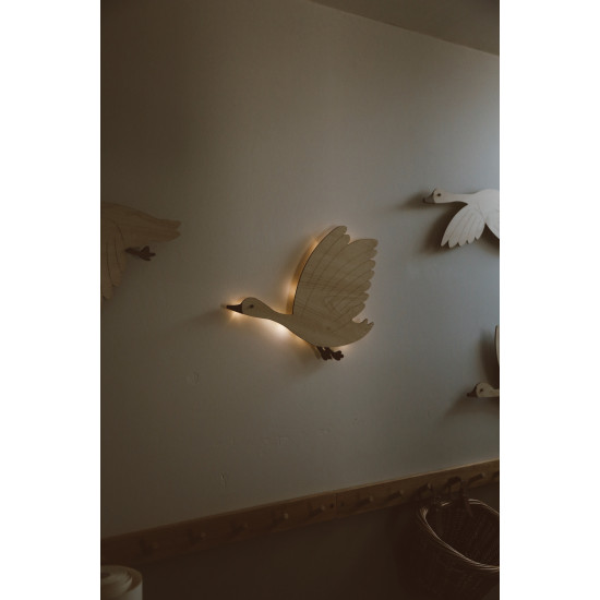 Dery Baby Ahşap Uçan Kuşlar Gece Lambası/Çocuk Odası Aksesuarı