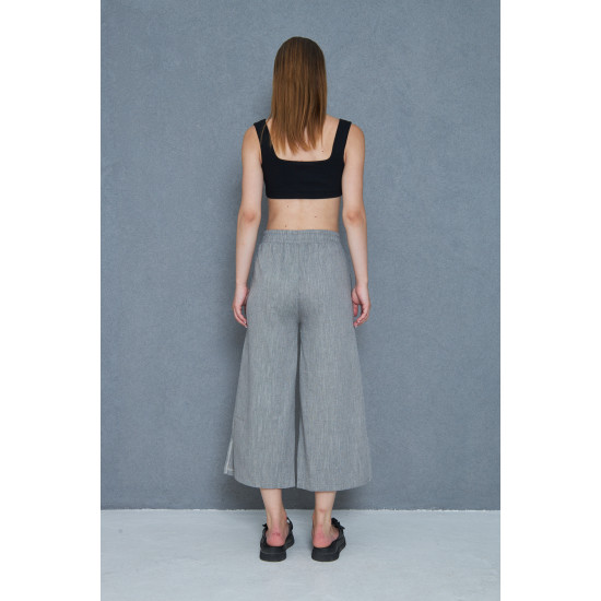 Pasaklı Giyim Kadın Keten Kapri Pantolon 3404209 Siyah