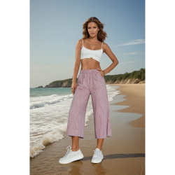 Pasaklı Giyim Kadın Keten Kapri Pantolon 3404209 Bordo