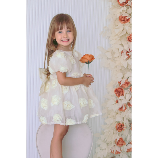 Kız Bebek Kız Çocuk Doğum Günü Parti Düğün Elbise Kısa Kol Tüllü Tütülü Tütü Astarlı